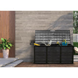 Olsen & Smith 290L Capacity Outdoor Garden Plastic Storage Cushion Box Furniture - Lockable with Padlock Lock, Weather Resistant, Shed Chest