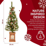 Olsen & Smith 4ft Christmas Tree - Pine Xmas Tree for Home Decor - Artificial Indoor Pre Lit Christmas Tree 4ft with 110 Branch Tips, 86 Warm LED Lights & Ornaments - Traditional Christmas Décor