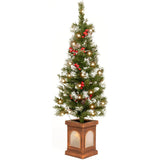 Olsen & Smith 4ft Christmas Tree - Pine Xmas Tree for Home Decor - Artificial Indoor Pre Lit Christmas Tree 4ft with 110 Branch Tips, 86 Warm LED Lights & Ornaments - Traditional Christmas Décor