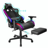 XTREME Engage Premium Gaming Chair with Bluetooth Speakers & RGB LED Lights, Detachable Padded Headrest, Lumbar Support Cushion & Footrest, Black