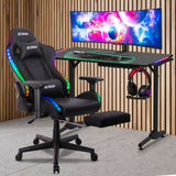 XTREME Engage Premium Gaming Chair with Bluetooth Speakers & RGB LED Lights, Detachable Padded Headrest, Lumbar Support Cushion & Footrest, Black