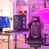 XTREME Engage Premium Gaming Chair with Bluetooth Speakers & RGB LED Lights, Detachable Padded Headrest, Lumbar Support Cushion & Footrest, Black