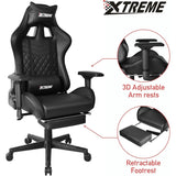 XTREME Engage Premium Gaming Chair with Bluetooth Speakers & RGB LED Lights, Detachable Padded Headrest, Lumbar Support Cushion & Footrest, Black