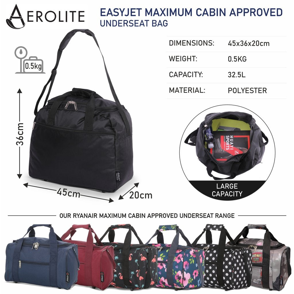 5 CITIES 45x36x20 New and Improved 2024 easyJet Maximum Size Holdall Cabin  Luggage Under Seat Flight Bag