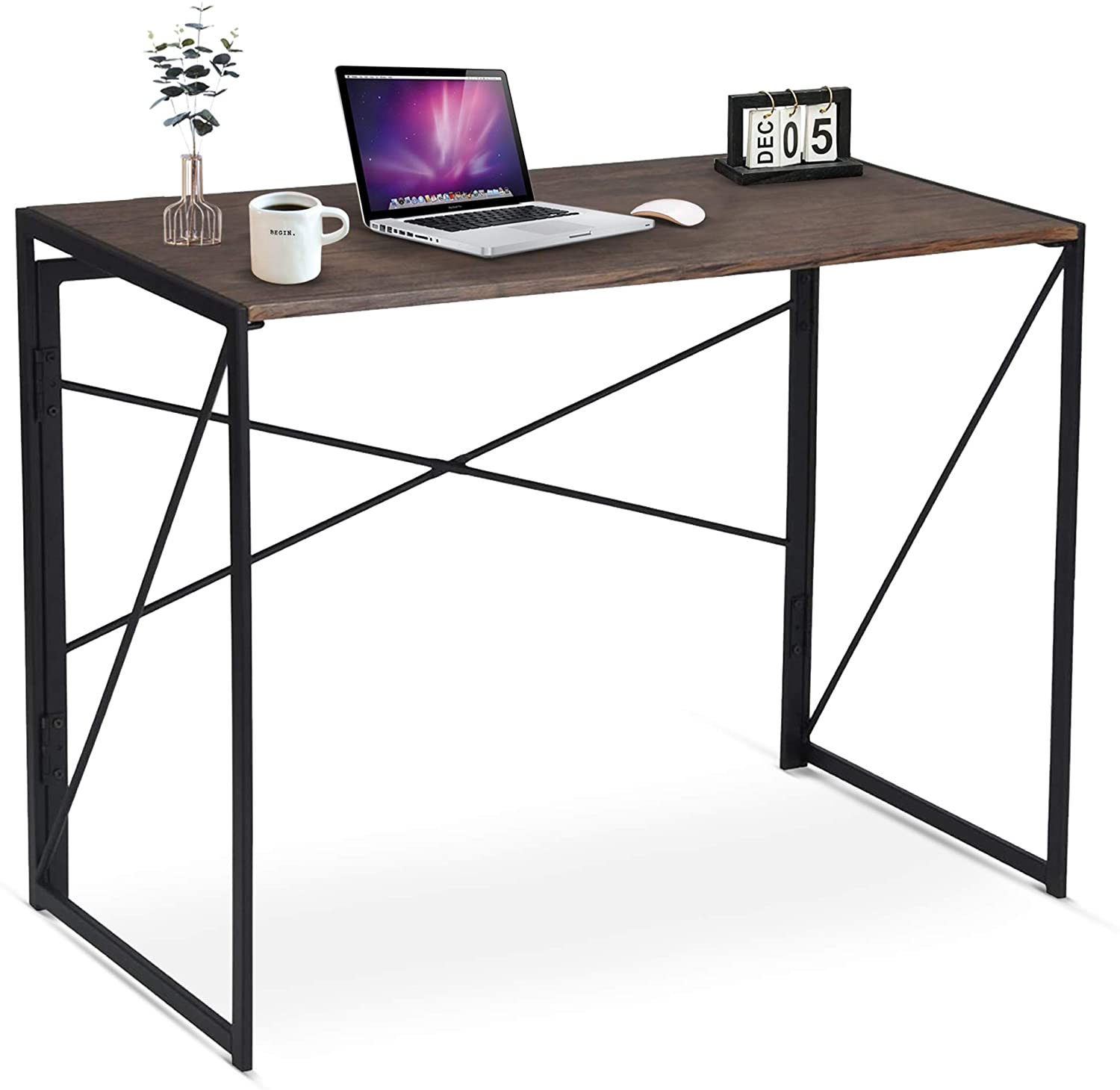 Cherry tree furniture compact folding computer online desk laptop desktop table in grey